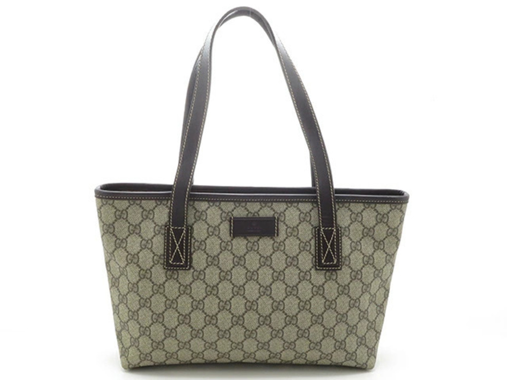 Gucci Tote Bag Dark Brown Beige Cream Calfskin